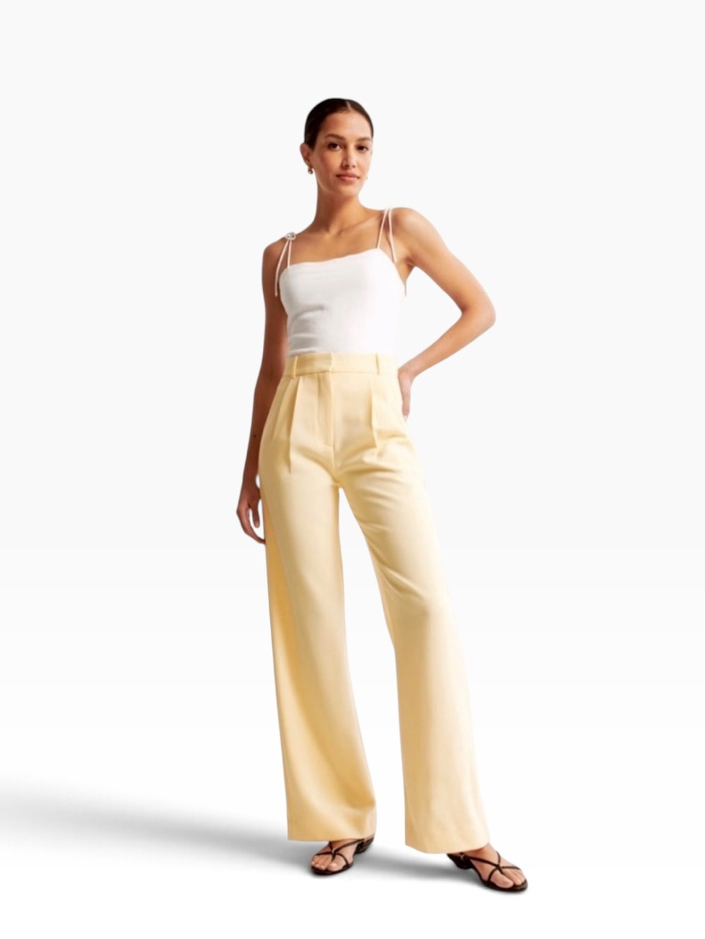 Abercrombie & Fitch Sloane Tailored Wide Leg Pant Butter Yellow